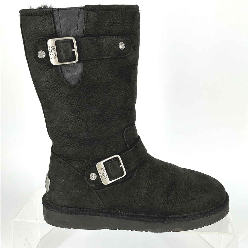 UGG Australia Size 6 Black Sutter‎ Kensington Moto Boots Water-resistant leather